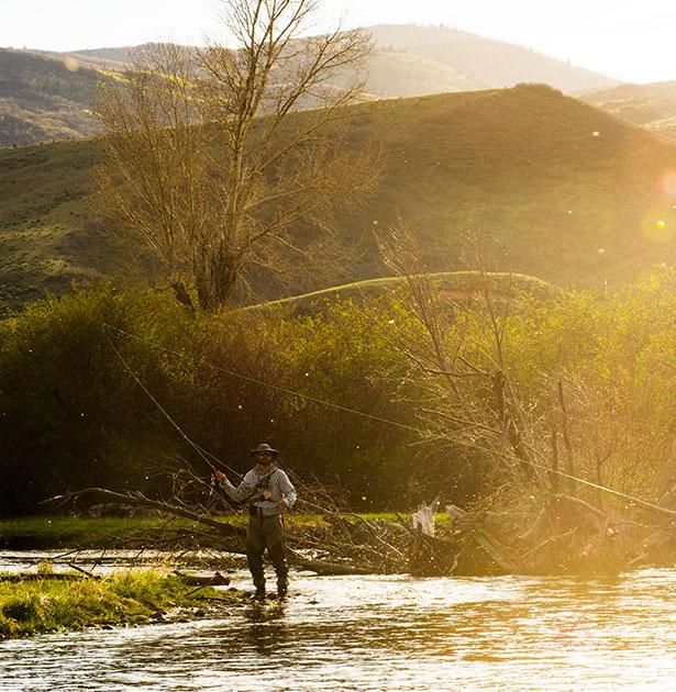 Fly fishing on the Middle Weber River, Utah.